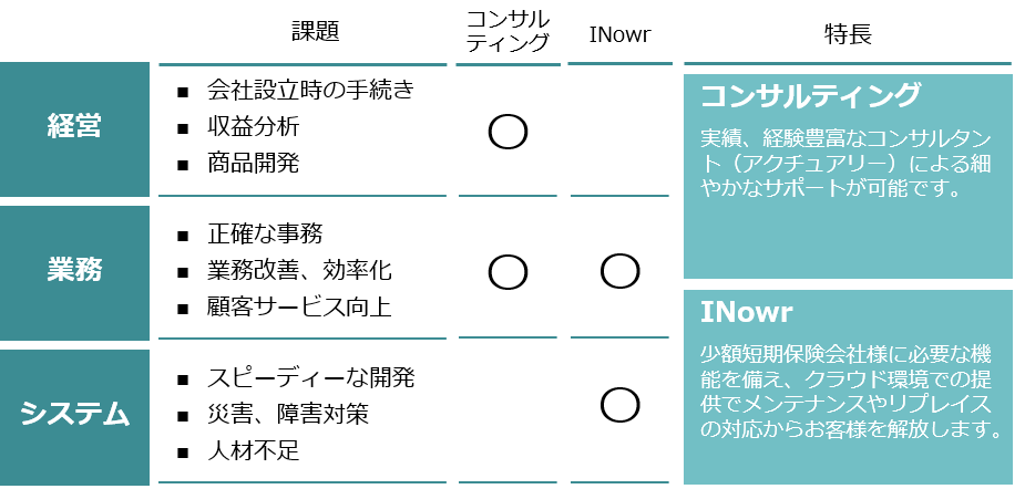 アイネス少額短期保険トータルサポートサービスの特長